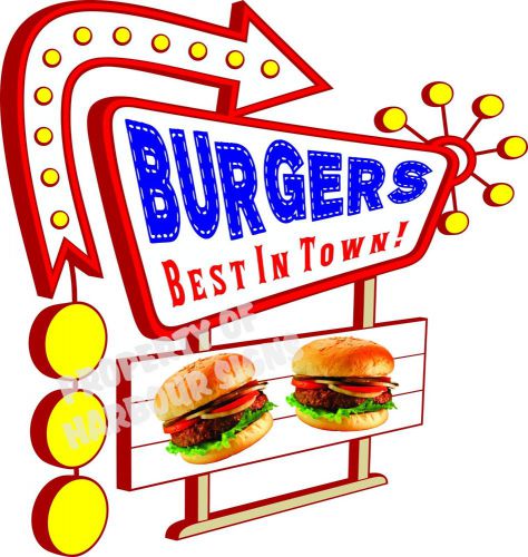 Burgers Decal 14&#034; Hamburgers Food Truck Restaurant Concession Vinyl Menu Sign