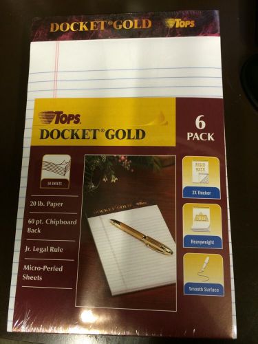 TOPS Docket Gold Writing Tablet  5 x 8 Inches  Perforated  White  Narrow Rule  5