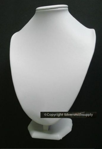 Large white leatherette necklace pedestal jewelry display stand 10&#034;x7&#034;x6&#034;