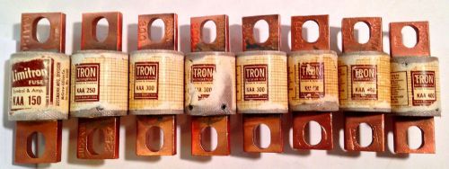 Assortment of 8 Tron High Current Fuses (150,250,300,400 amperes)