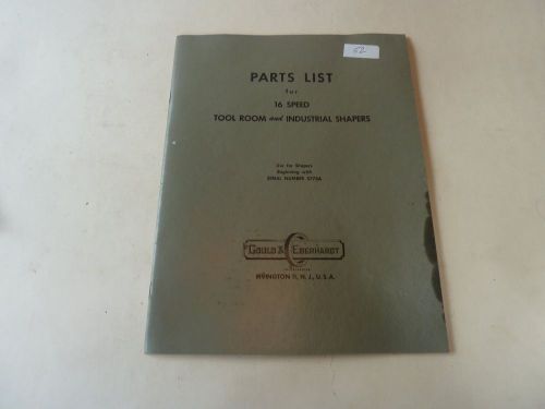 Gould &amp; Eberhardt shaper manual and parts