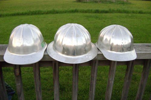 VINTAGE ALLUMINUM SAFETY MINERS CONSTRUCTION LOT OF 3 HELMETS