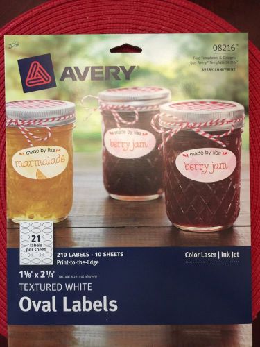 Avery Textured Oval Labels, White, 1.125 x 2.25 Inches, 210 Labels  (08216)