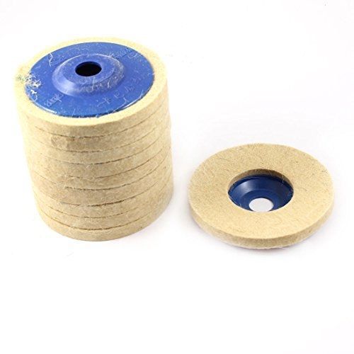 Uxcell 10pcs 100mm outer dia wool felt polishing abrasive wheel sanding disc for sale