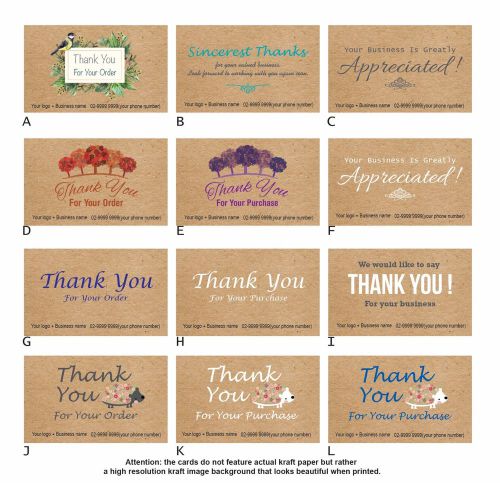 100 Custom Personalised Business Thank you cards for customer client orders