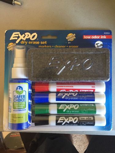 Expo 2 Low-Odor Dry Erase Set, Fine Point, 7-Piece with Cleaner, Assorted Colors