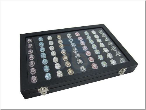 Glass top black ring display case box tray showcase for sale