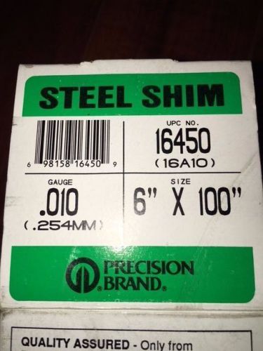16450 Steel Shim Stock - Length: 100&#034;   Thickness: .010&#034;   Width: 6&#034;   NEW