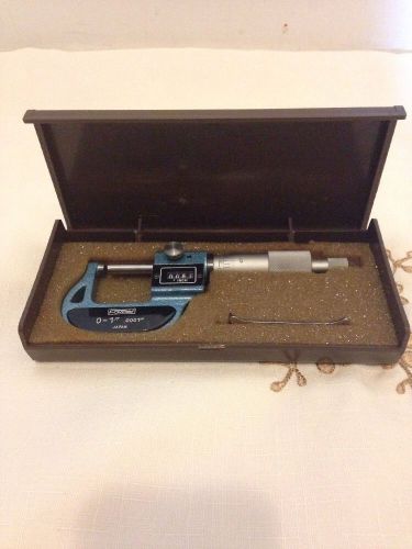 Fowler Vintage  Micrometer 52-222-001, 0-1&#034; Measuring Range, .0001&#034; , Japan