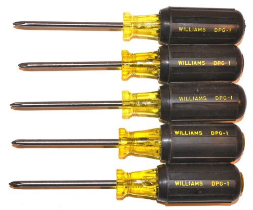 5 nos williams usa #1 x 3&#034; blade vinyl grip  phillips tip screwdriver #dpg-1 for sale