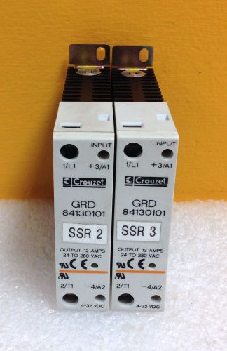 Crouzet GRD84130101 12 Amp, 24 to 280 VAC Out, Solid State Relay, Lot of 2, New