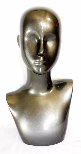 Moveable Head and Top Torso Mannequin Display Form Color Dark Glossy Grey