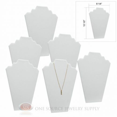 (6) 12 1/2&#034; White Leather Padded Pendant Necklace Display Easel Presentation