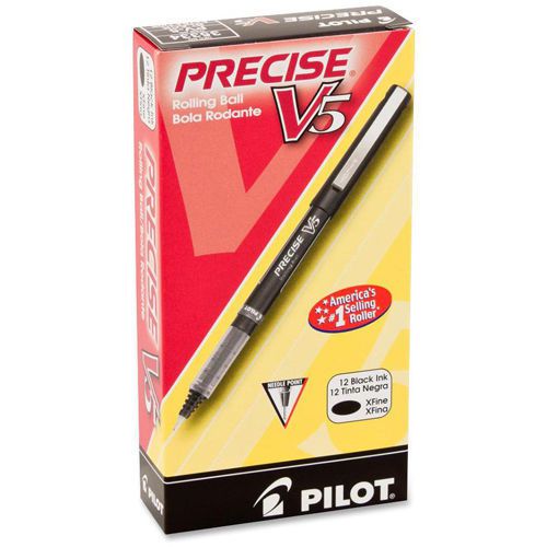 Pilot Precise V5 Stick Rolling Ball Pen Extra Fine Point Black Ink Dozen 12 Pens