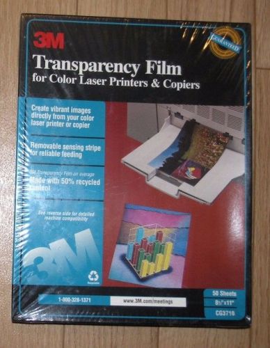 NEW-3M TRANSPARENCY FILM CG3710 FOR COLOR LASER PRINTERS 50 SHEETS 8.5X11&#034;