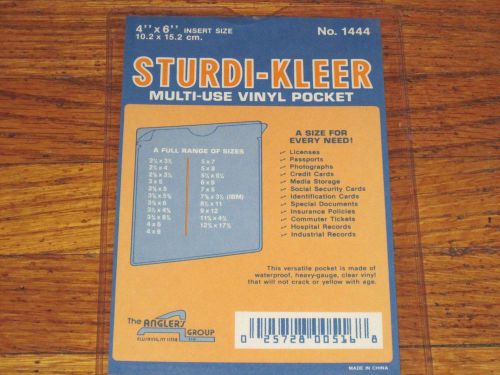 Angler&#039;s Sturdi-Kleer Multi-Use Vinyl Pocket 4&#034; X 6&#034; #1444 New  Pack of 5