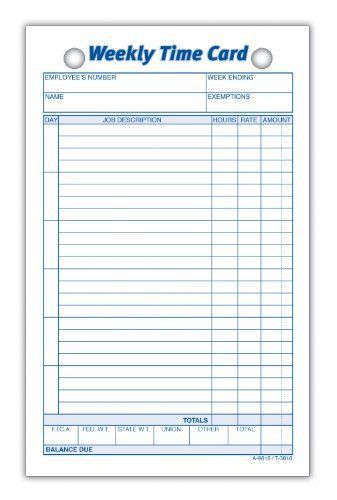 Adams Weekly Time Cards, 1-Sided, 4.25 x 6.75 Inches, White Index Bristol Paper,