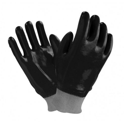 120 PAIRS PVC rough finish interlock knit wrist 10&#034; work glove BLACK LARGE