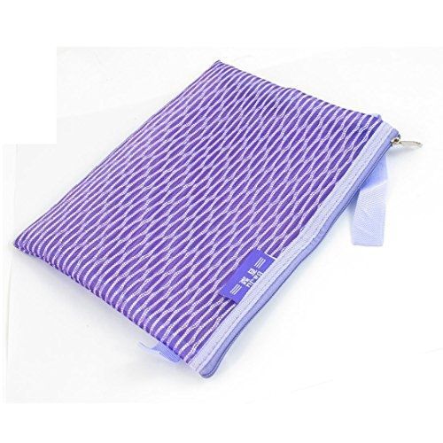 uxcell Uxcell Zip Up Gridding A5 Paper Pen Pencil File Case Bag Holder, Purple