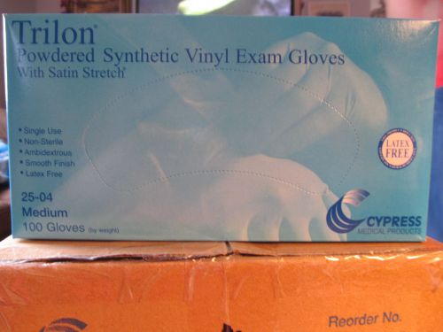 Cypress trilon w/ satin  exam gloves powdered latex free  medium 25-04 for sale