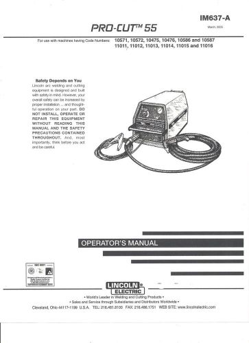 A Lincoln Electric  ( PRO CUY 55 ) Welder Operator  Manual) Copy