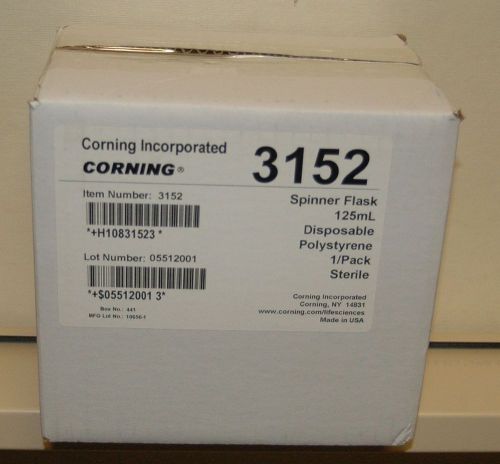 Corning 3152 spinner flask 125ml disposable polystyrene 70mm w/2 angled sidearms for sale