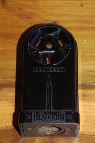Vintage: Black Leviton Power Outlet 30A, 250V Receptacle Female Bakelite