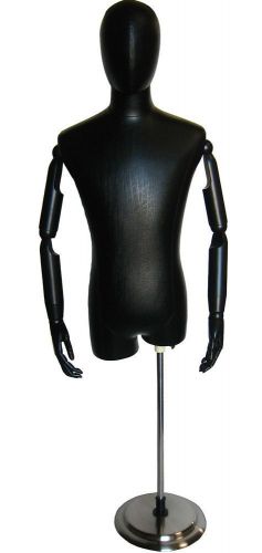 Mn-603 1 pc black leatherette men&#039;s egghead dress form with articulate arms for sale