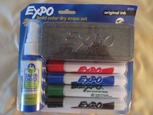 Expo low odor dry erase set - chisel marker point style - black, red, blue, for sale