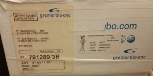 100x Greiner Bio-One 781289, 384 Well Polypropylen Microplates  Black Nonsterile