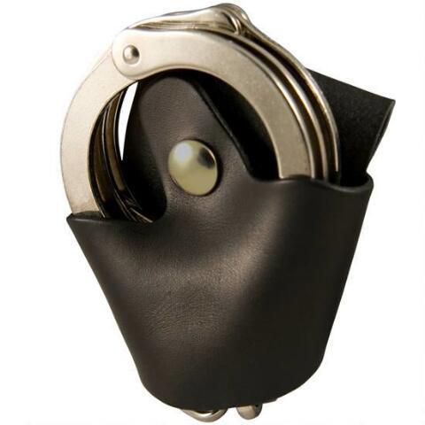 Boston Leather 5521-1-B Black Plain Brass Snap Quick Release Handcuff Case
