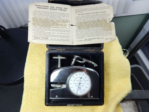 Patent 1912 Antique Ashcroft Paper Bursting Strength PSI Tester w/Box &amp; Papers