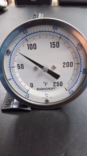 New ashcroft temperature gauge 0-250 f 3-1/8&#034; dial diameter 1-7/8&#034; stem for sale