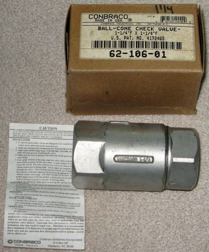 Ball cone check valve conbraco 1-1/4   # 62-106-01 new  s/s for sale