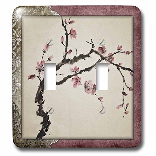 3dRose  lsp_53105_2 Elegant Chinese Flowers Double Toggle Switch