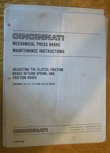 Cincinnati Mechanical Press Brake Manual and Schematics