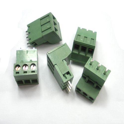 5pcs 2edg 3pin plug-in screw terminal block connector 5.08mm pitch right angle for sale