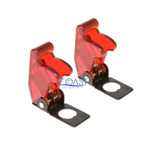 2x car marine industrial spring-loaded toggle switch safety cover - clear red for sale
