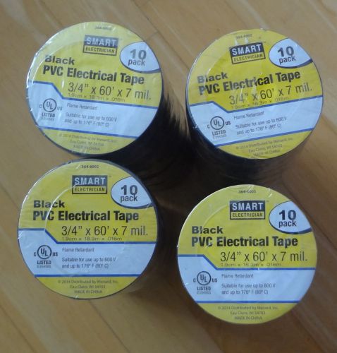 Smart Electrician Electrical Tape 3/4&#039;&#039; X 60&#039; X 7 mil (40 Rolls)