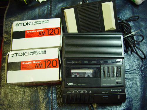 Panasonic RR 830 Standard Cassette Transcriber Machine Foot Pedal + 30 tapes!