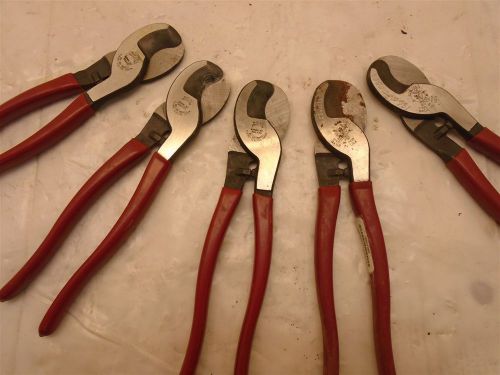 LOT OF 5 KLEIN TOOLS 63050 SEN 9&#034; High-Leverage Cable Cutter USED GREAT SHAPE