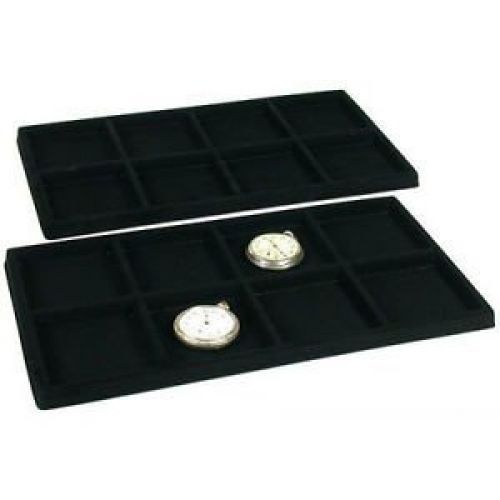 1 X 2 Black 8 Slot Pocket Watch Jewelry Display Case Tray Inserts