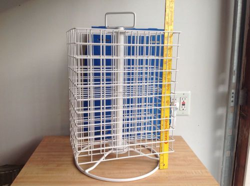 Retail rectangular grid counter spinner display rack white for sale