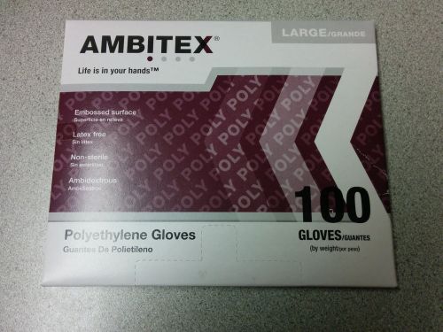 AMBITEX PLG6501 POLYETHYLENE LARGE SINGLE USE GLOVES 5 BOX 100 PER BOX