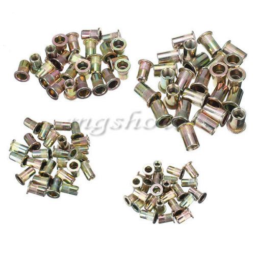 100 pcs mixed pack threaded carbon steel rivet nut rivnut inserts m4. m5. m6. m8 for sale
