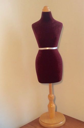 Jewelry or Doll Clothing Display Mannequin 28&#034; Tall Burgandy Wood Base 6&#034;