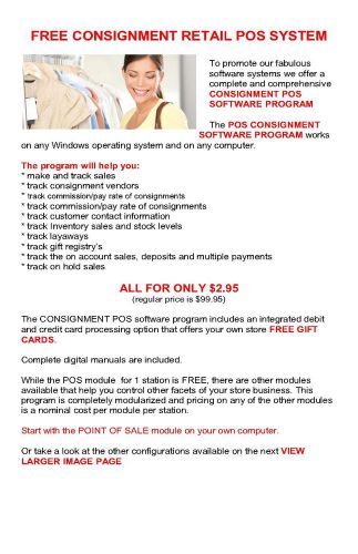 CONSIGNMENT STORE POS SOFTWARE PROGRAM FOR ONLY 2.95!