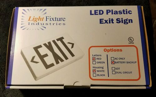 LIGHT FIXTURE INDUSTRIES LED PLASTIC EXIT SIGN RED WHITE BATTERY BACKUP