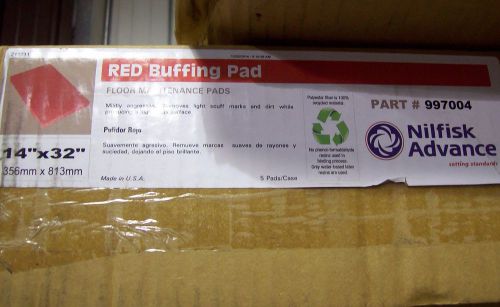Professional 14&#034; x 32&#034; Red Floor Cleaning &amp; Buffing Pad (5 Pack)