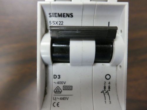 Siemens 5SX2203-8 2-Pole Circuit Breaker, 400V, 3A